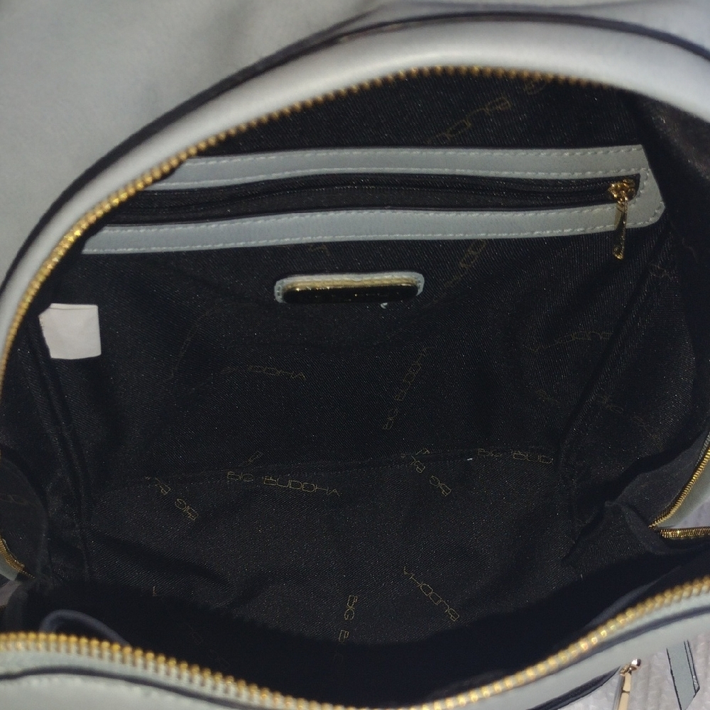 Big Buddha Light Gray-Blue Backpack with Gold Zippers - Picture 11 of 13